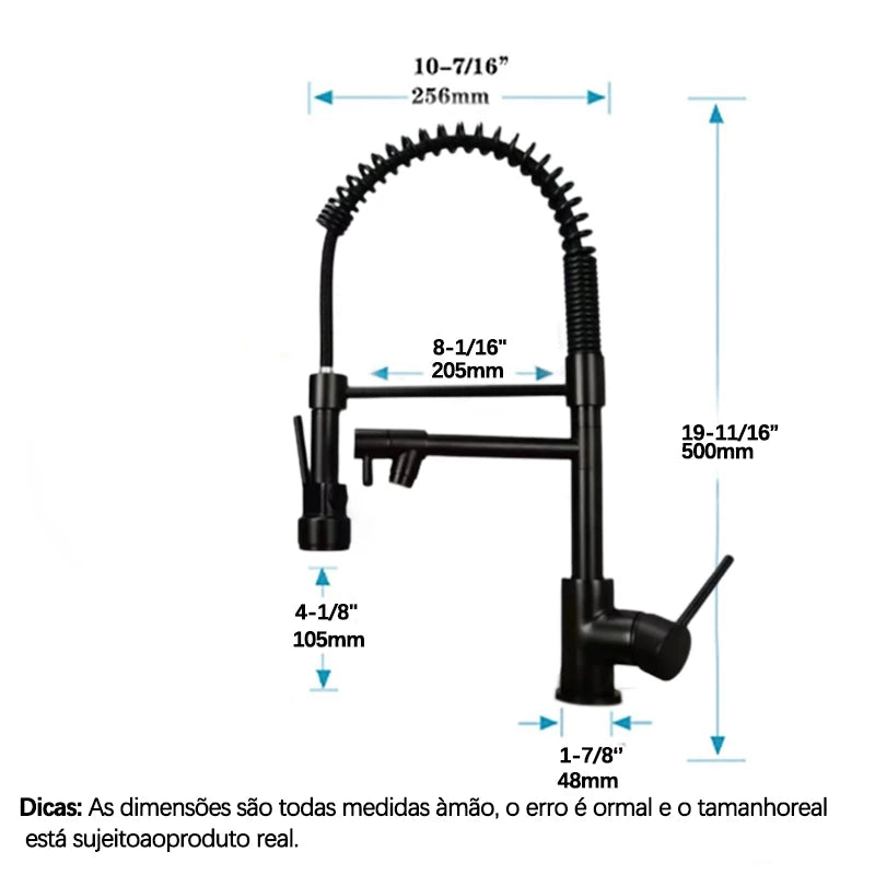 Torneira Gourmet Monocomando Luxo | Design 360° e Limpeza Profissional