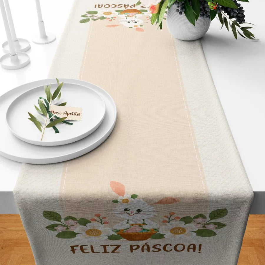 Trilho de Mesa Páscoa Encantada | Tecido Premium e Estampa Digital