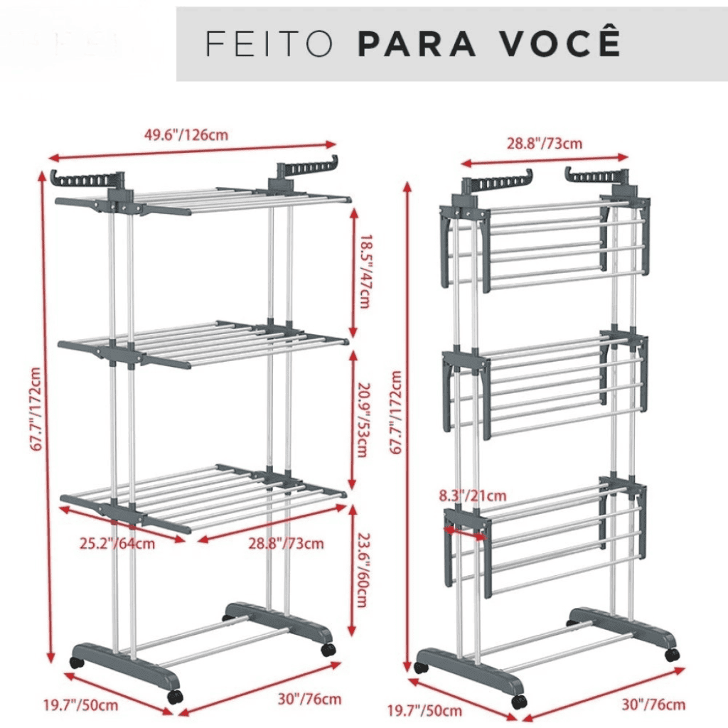 Varal 3 Andares SmartFlow | Organização Inteligente para Apartamentos