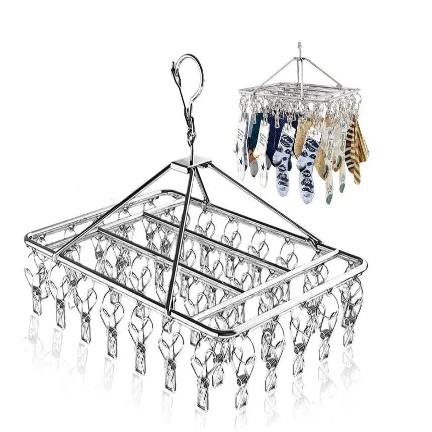 Varal de Inox Premium 40 Prendedores | Solução Inteligente para Peças Leves e Delicadas