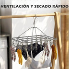 Varal de Inox Premium 40 Prendedores | Solução Inteligente para Peças Leves e Delicadas