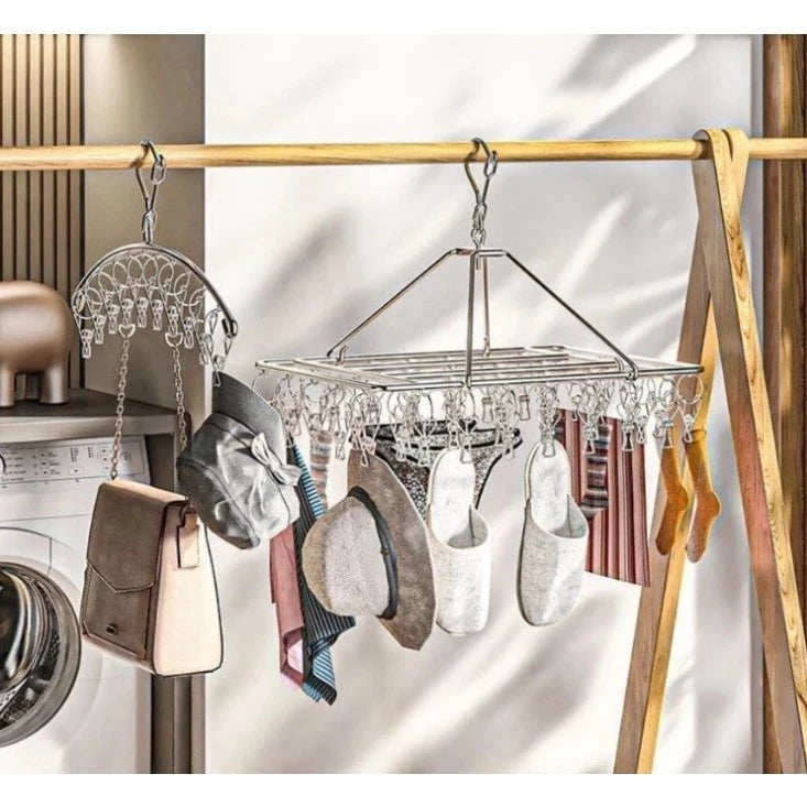 Varal de Inox Premium 40 Prendedores | Solução Inteligente para Peças Leves e Delicadas