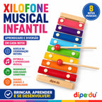 Xilofone Infantil Musical 8 Notas | Brinquedo Educativo com Baquetas