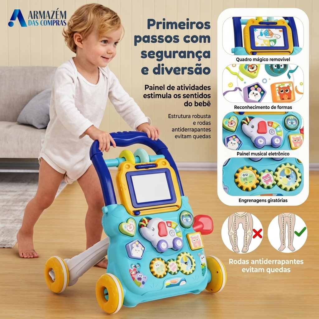 Andador Infantil com Quadro Mágico