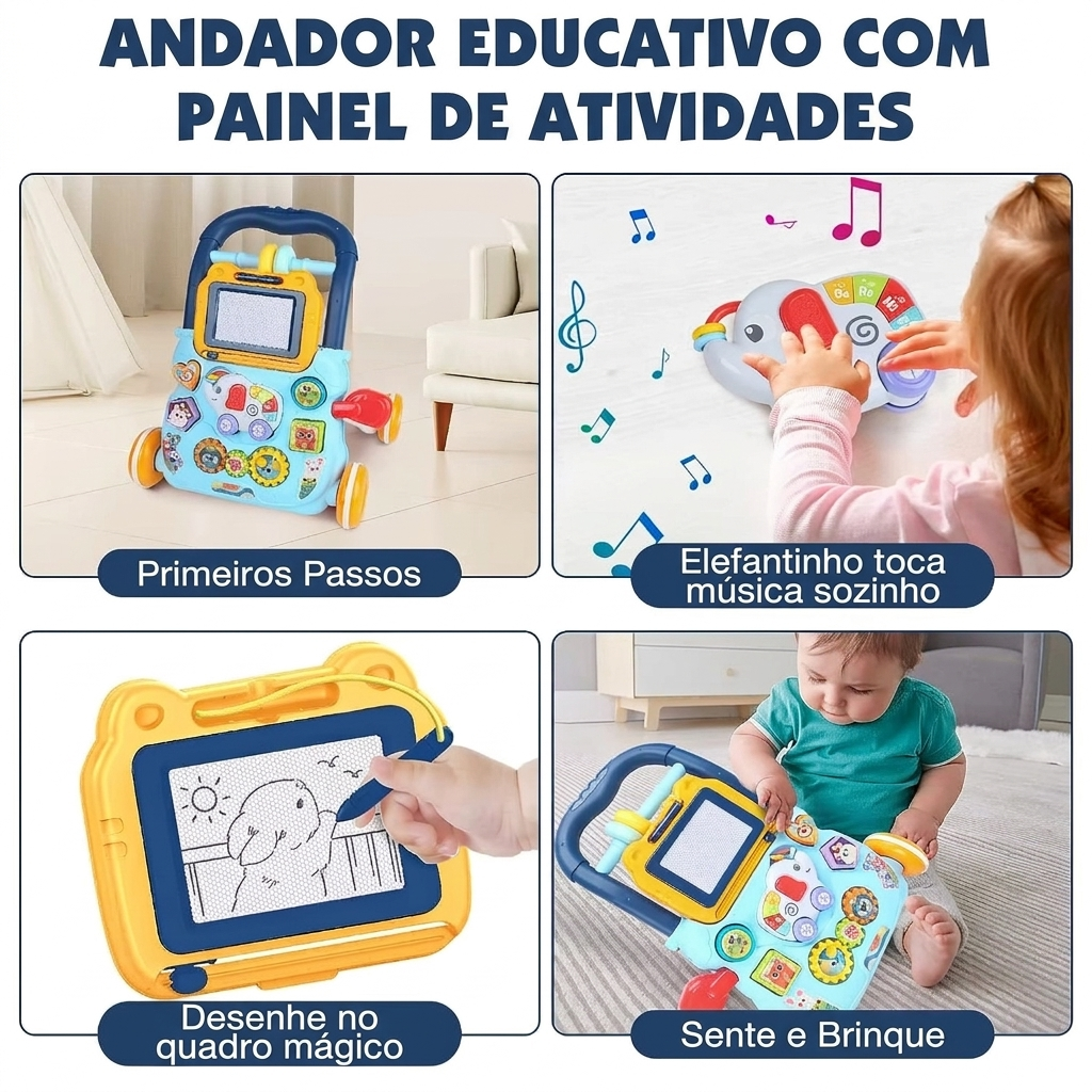 Andador Infantil com Quadro Mágico