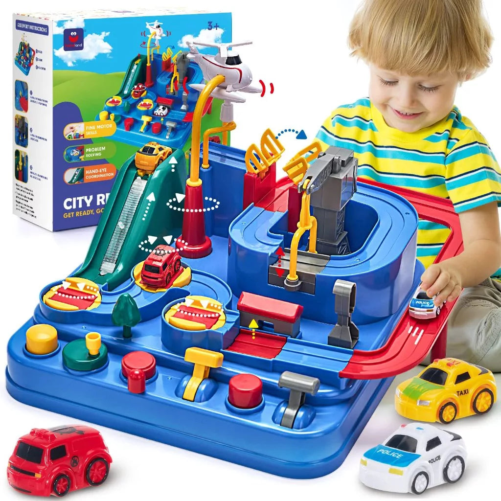 Pista de Carrinhos Educativa Montessori | Brinquedo Sem Pilhas para Crianças