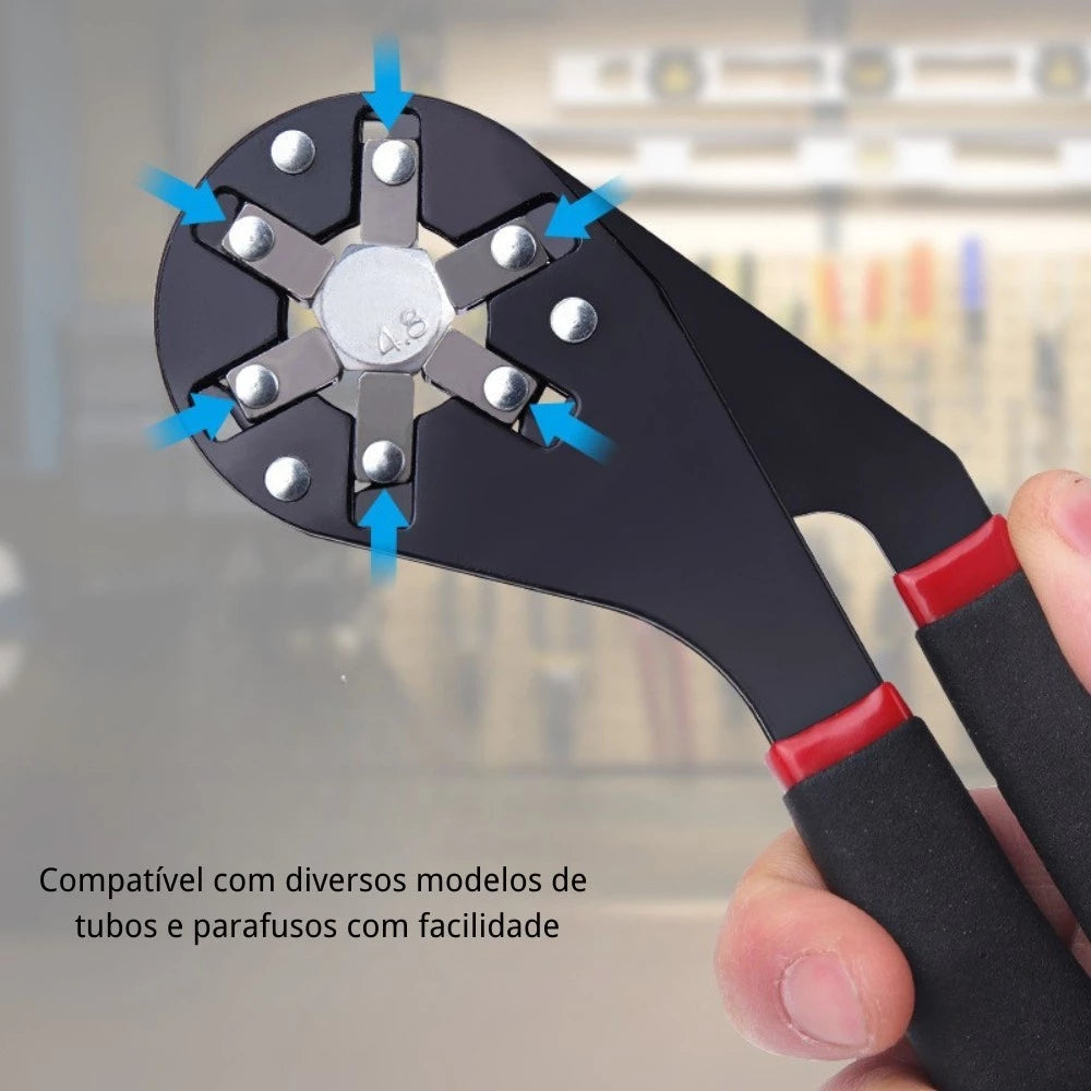Chave Mágica TorqueGrip 8 Polegadas | Cabo Antiderrapante e Ajuste Rápido para Uso Profissional e Doméstico
