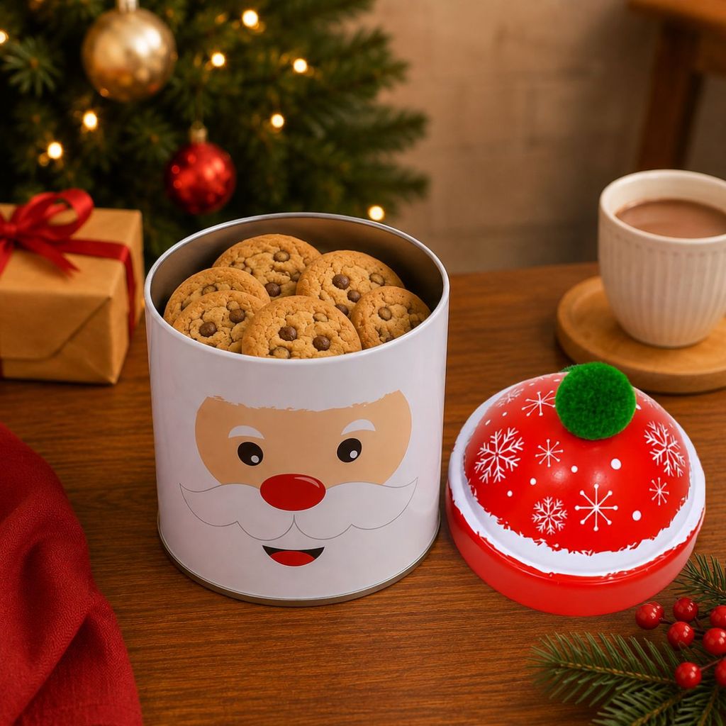 Lata Natalina Papai Noel com Tampa de Gorro