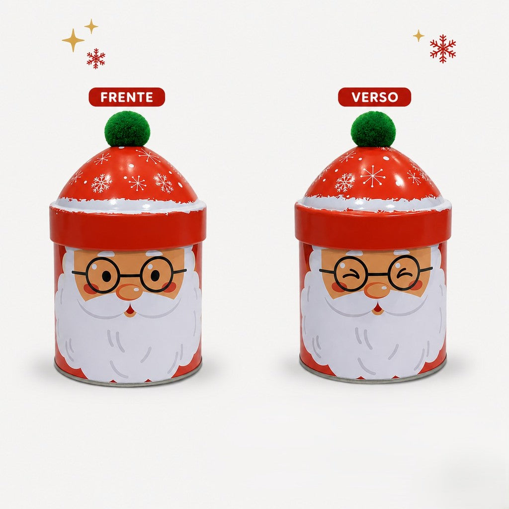 Lata Natalina Papai Noel com Tampa de Gorro