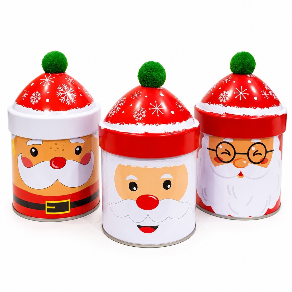 Lata Natalina Papai Noel com Tampa de Gorro