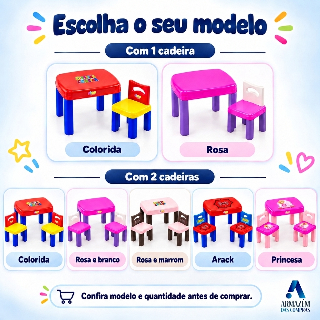 Mesa Infantil com Cadeiras Desmontável