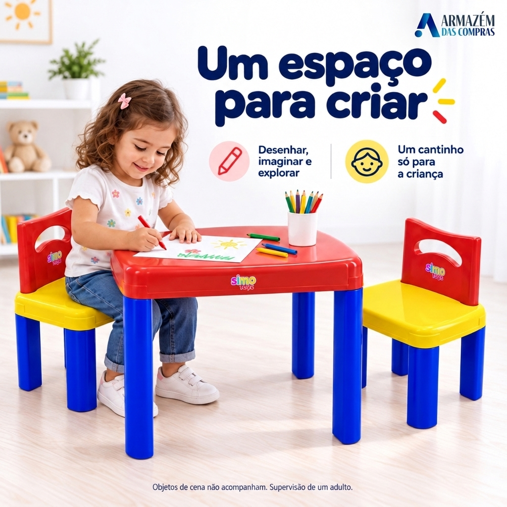 Mesa Infantil com Cadeiras Desmontável
