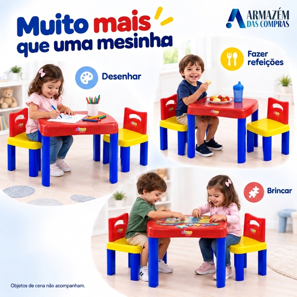 Mesa Infantil com Cadeiras Desmontável