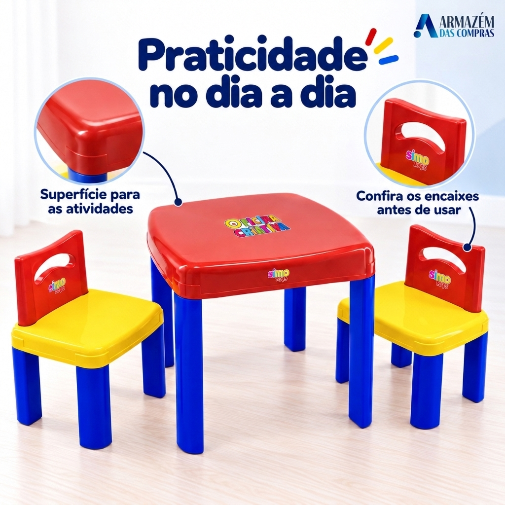 Mesa Infantil com Cadeiras Desmontável