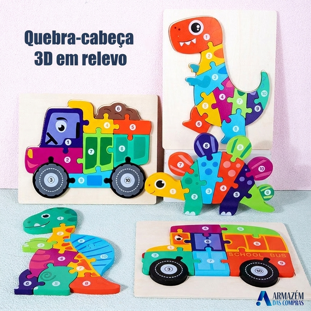 Quebra-Cabeça 3D de Madeira
