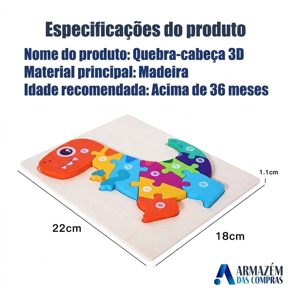 Quebra-Cabeça 3D de Madeira